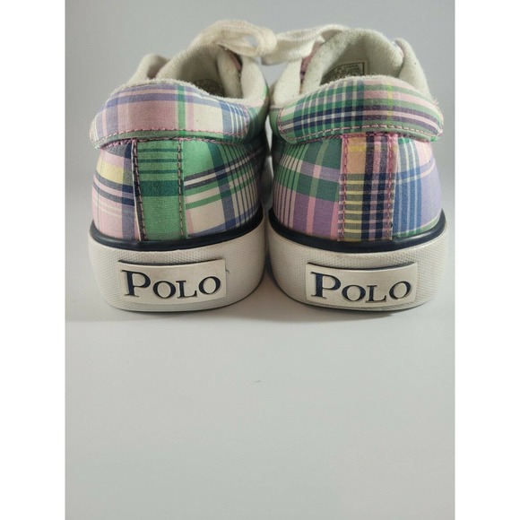 Polo Ralph Lauren Sneakers PLAID Tennis Shoes Men’s /Youth Sz 4.5 US Euro Sz 36 - Picture 4 of 9